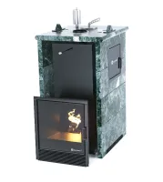 печь для бани изистим сочи м2 premium в трехстор. кожухе из змеевика откр. верх (вх.слева)