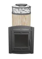 печь для бани прометалл атмосфера xl в ламелях окаменевшее дерево + сетка new с тоннелем