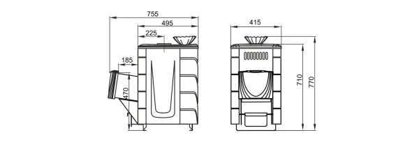 печь для бани тмф гейзер мини 2016 carbon нерж.дверца кор.топл.канал закр.каменка антрацит*